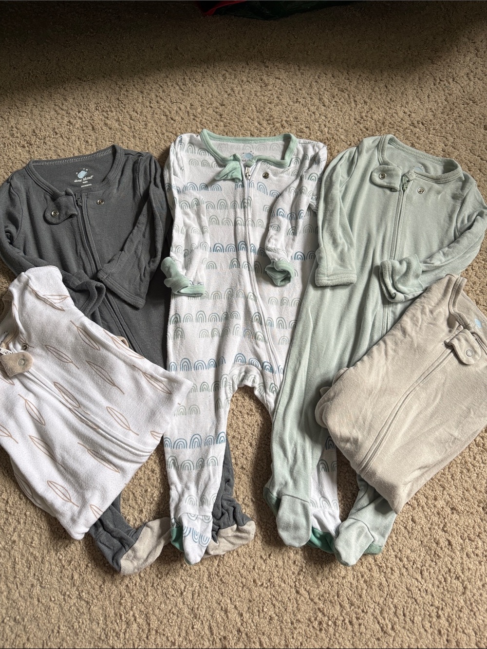 5 Cloud island Baby One-Piece Footed Pajama - 0-3 months neutral tones